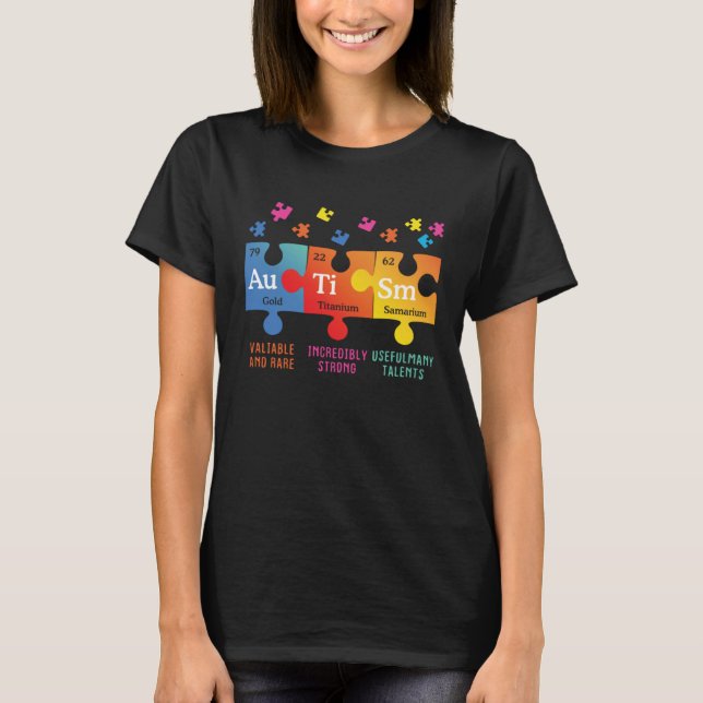 Camiseta Autism Awareness Puzzle Chemical Elements (Anverso)