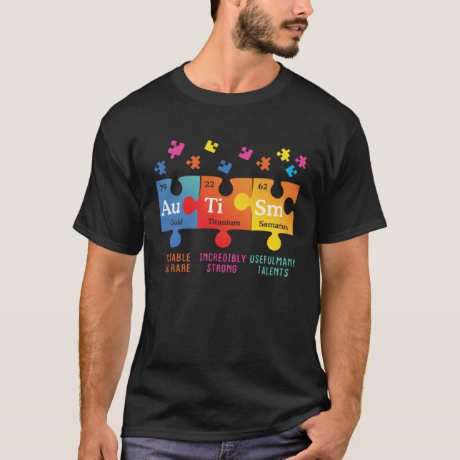 Camiseta Autism Awareness Puzzle Chemical Elements (Anverso)
