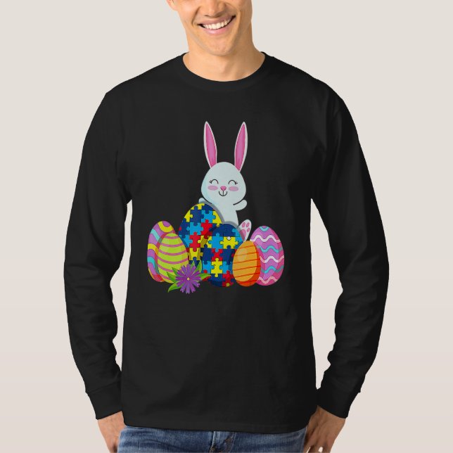 Camiseta Autism Awareness Puzzle Easter Bunny Eggs (Anverso)