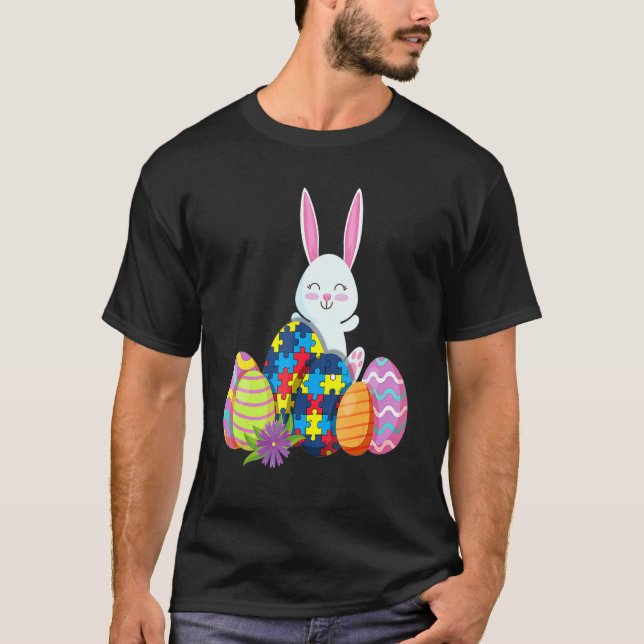 Camiseta Autism Awareness Puzzle Easter Bunny Eggs (Anverso)