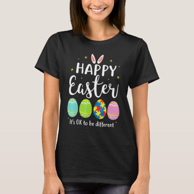 Camiseta Autism Awareness Puzzle Easter Bunny Eggys Funny 1 (Anverso)