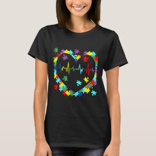 Camiseta Autism Awareness Puzzle Hearbeat