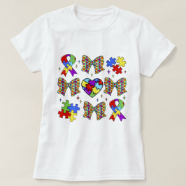 Camiseta Autism Awareness Puzzle Piece Coquette Bow