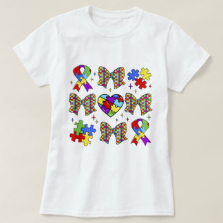 Camiseta Autism Awareness Puzzle Piece Coquette Bow