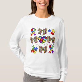 Camiseta Autism Awareness Puzzle Piece Coquette Bow
