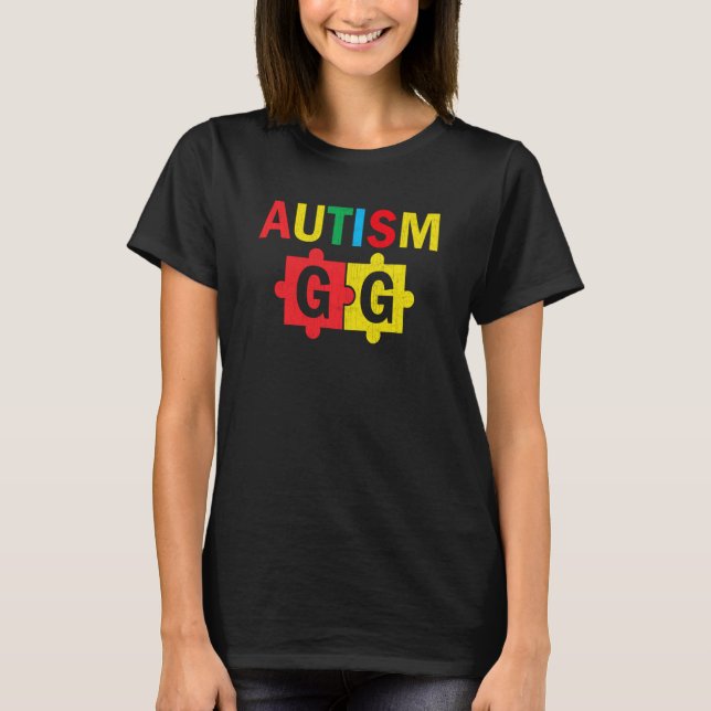 Camiseta Autism Awareness Puzzle Ribbon Proud Autism Gg (Anverso)
