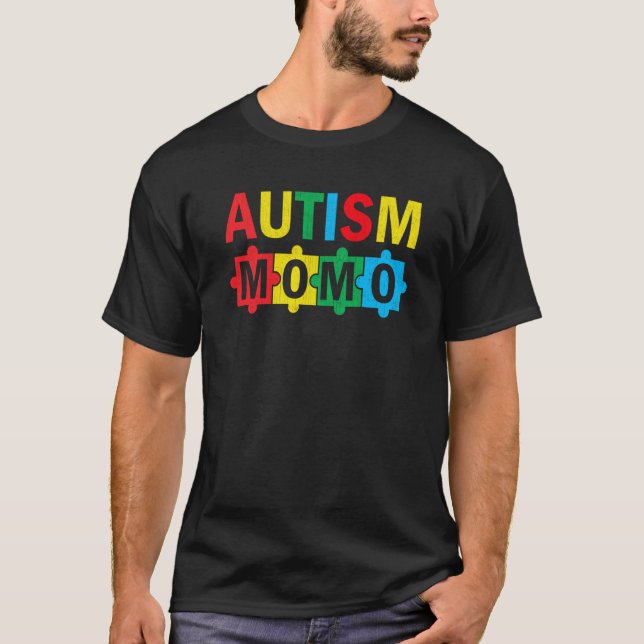 Camiseta Autism Awareness Puzzle Ribbon Proud Autism Momo (Anverso)
