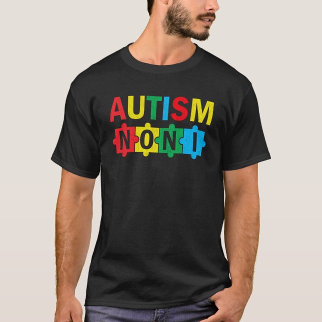 Camiseta Autism Awareness Puzzle Ribbon Proud Autism Noni (Anverso)