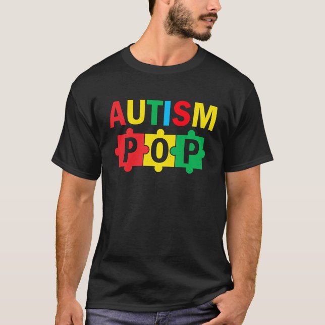 Camiseta Autism Awareness Puzzle Ribbon Proud Autism Pop (Anverso)