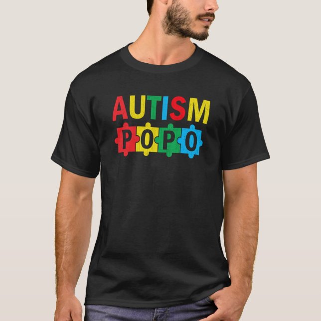 Camiseta Autism Awareness Puzzle Ribbon Proud Autism Popo (Anverso)