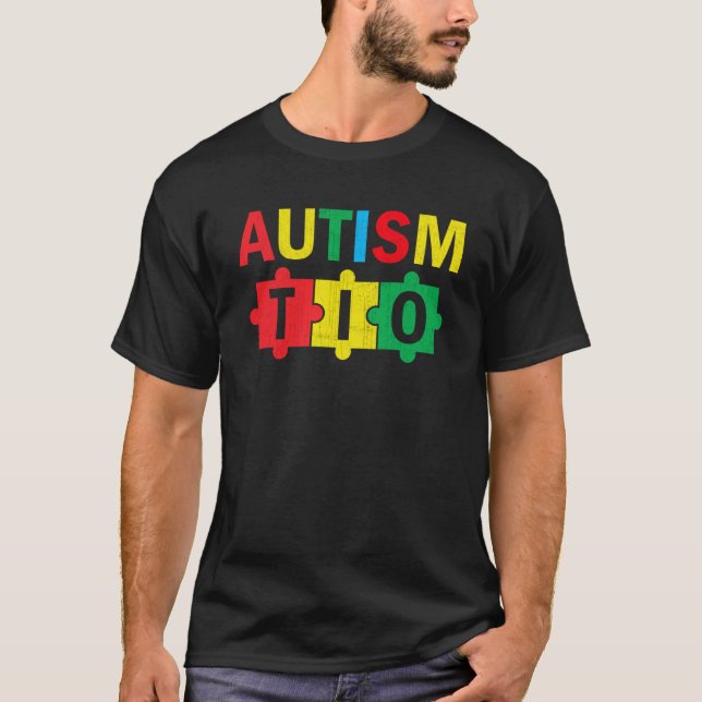 Camiseta Autism Awareness Puzzle Ribbon Proud Autism Tio (Anverso)