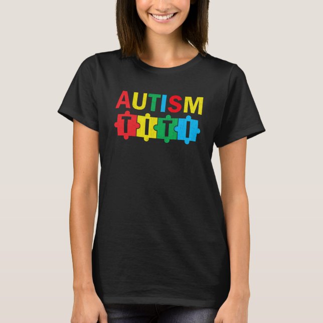 Camiseta Autism Awareness Puzzle Ribbon Proud Autism Titi (Anverso)