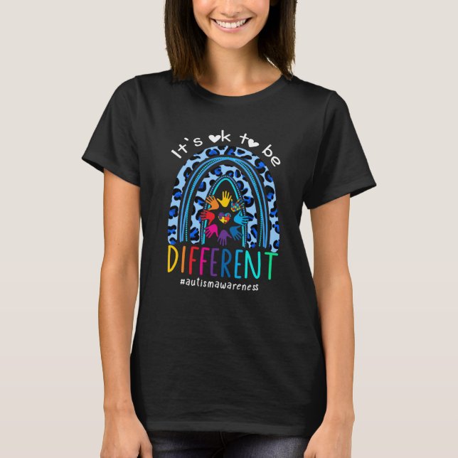 Camiseta Autism Awareness Rainbow Women Kid Its Ok To Be Di (Anverso)