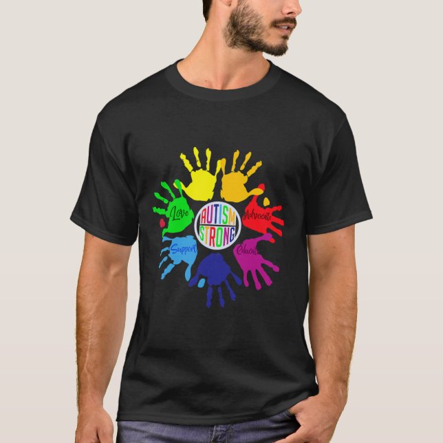 Camiseta Autism Awareness Rótulo Lenguaje de ayuda para rom (Anverso)