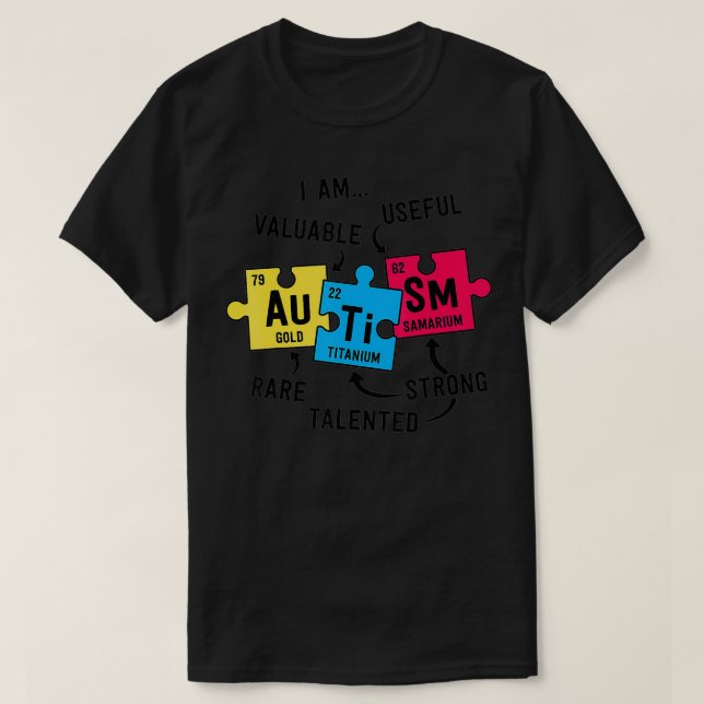 Camiseta Autism Awareness s Men Elemento de tabla periódica (Diseño del anverso)