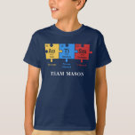 Camiseta Autism Awareness Science Geek personaliza la corre<br><div class="desc">La Ciencia De La Conciencia Del Autismo Geek Personaliza La Camiseta De Puzzles Personalizada. Agregue el nombre de su equipo o familia haciendo clic en el botón "Personalizar". Perfecto para el uso cotidiano y el autismo Campañas de sensibilización y eventos con el resto de la familia</div>
