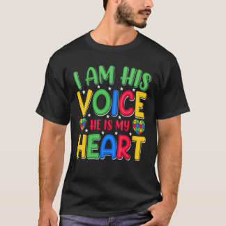 Camiseta Autism Awareness Shirt for Mom I Am His Voice He I