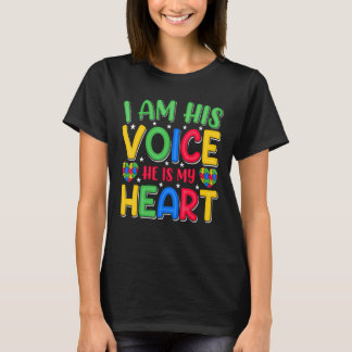 Camiseta Autism Awareness Shirt for Mom I Am His Voice He I