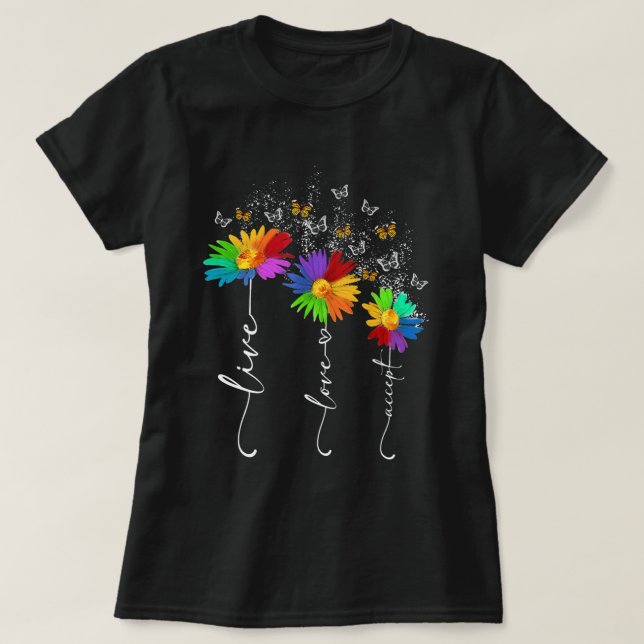 Camiseta Autism Awareness Shirt Live Love Acepta Autismo Fl (Diseño del anverso)