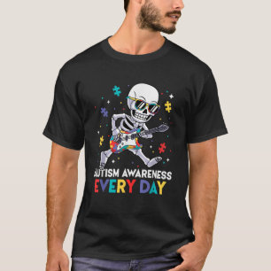 Camiseta Autism Awareness Skeleton Puzzle Guitar Niños Niño