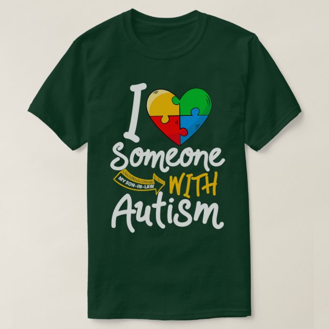 Camiseta Autism Awareness Son in law Divertido que amo a al (Diseño del anverso)