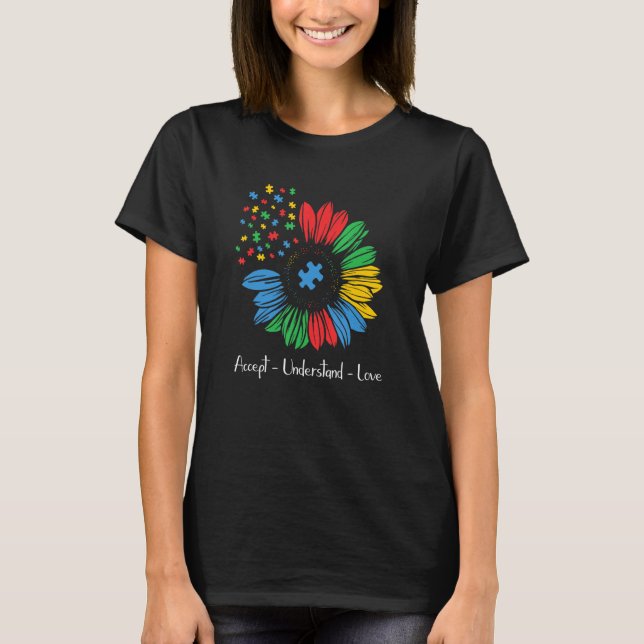 Camiseta Autism Awareness Sunflower Accept Understand Love  (Anverso)