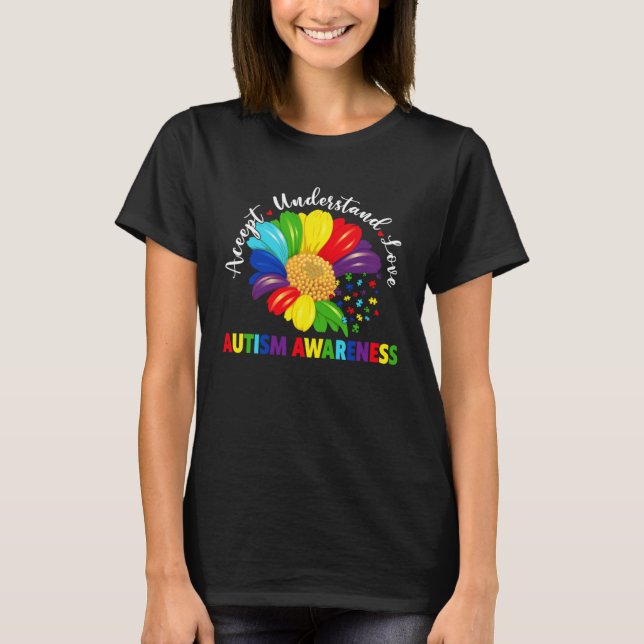 Camiseta Autism Awareness Sunflower Accept Understand Love  (Anverso)