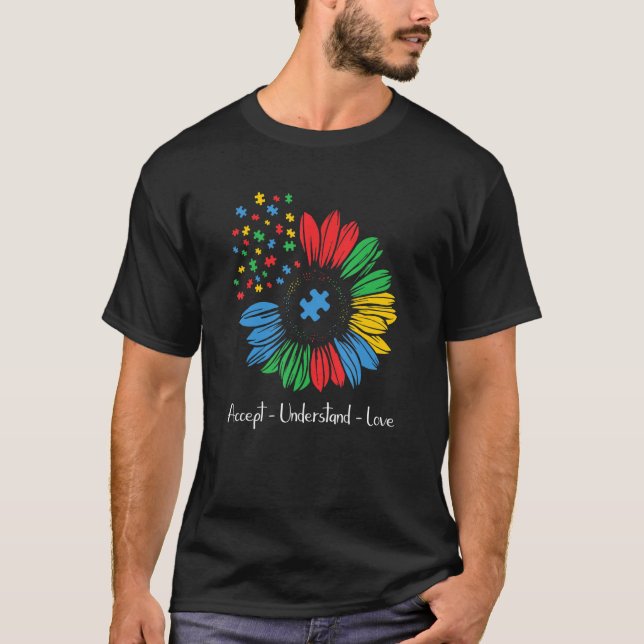 Camiseta Autism Awareness Sunflower Accept Understand Love  (Anverso)
