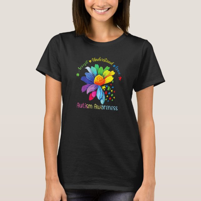 Camiseta Autism Awareness Sunflower Accept Understand Love  (Anverso)