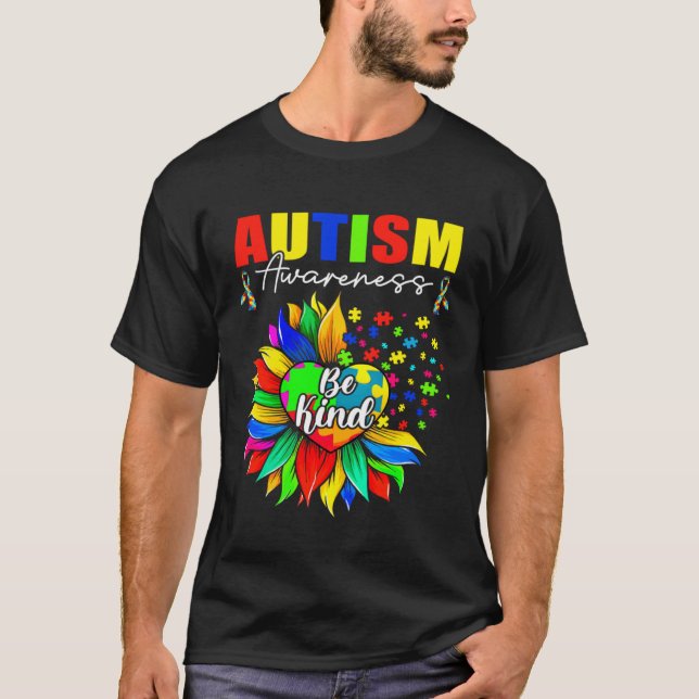 Camiseta Autism Awareness Sunflower Choose Kindness Mom Kid (Anverso)