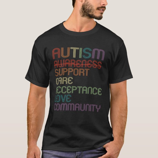 Camiseta Autism Awareness Support Care Acceptance Ally (Anverso)