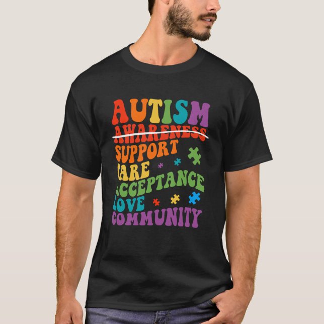Camiseta Autism Awareness Support Care Acceptance Ally Groo (Anverso)