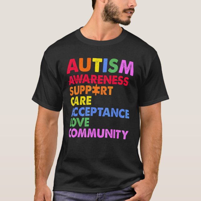 Camiseta Autism Awareness Support Care Aceptación de la ate (Anverso)