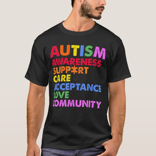 Camiseta Autism Awareness Support Care Aceptación de la ate (Anverso)