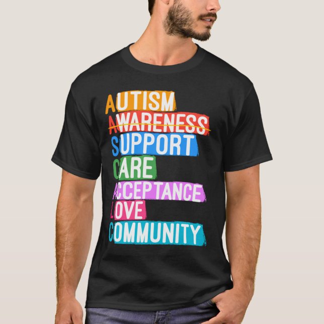Camiseta Autism Awareness Support Care Aceptación de la ate (Anverso)