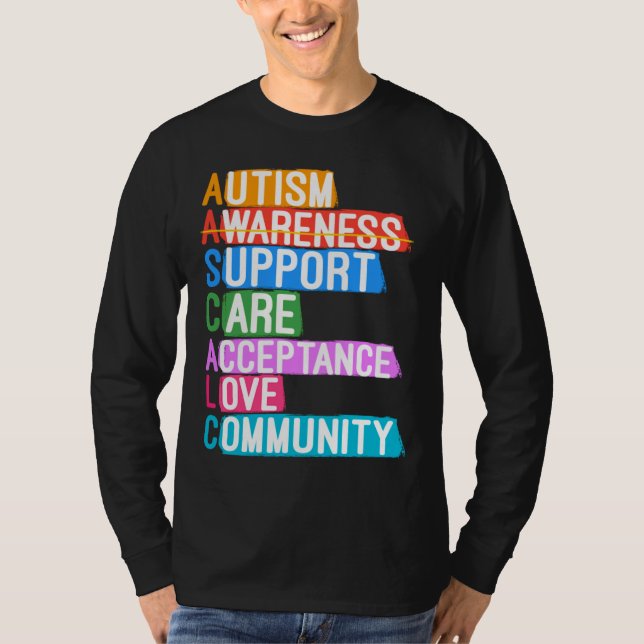 Camiseta Autism Awareness Support Care Aceptación de la ate (Anverso)
