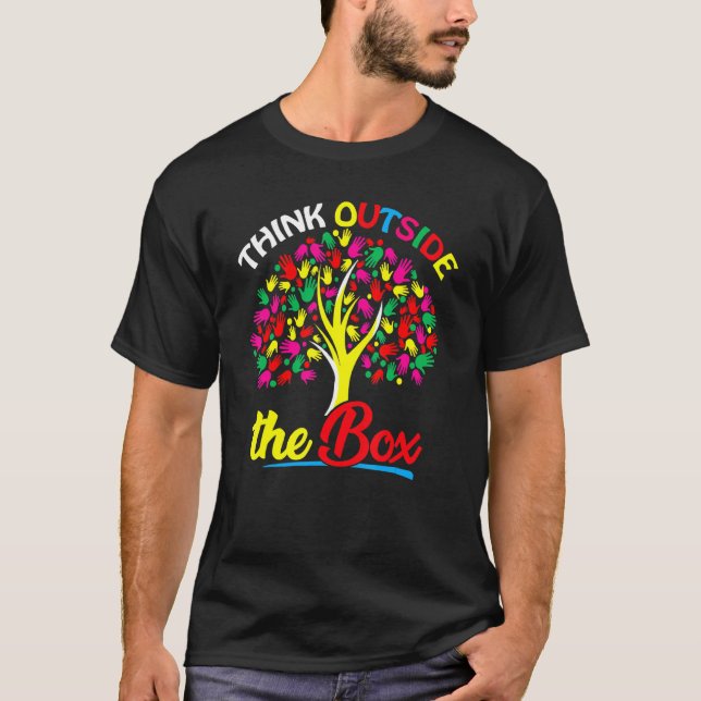 Camiseta Autism Awareness Support Think Outside the Box Tre (Anverso)