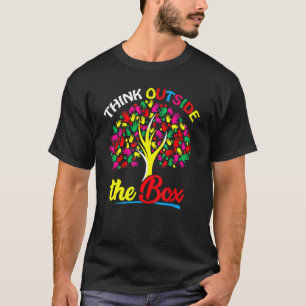 Camiseta Autism Awareness Support Think Outside the Box Tre