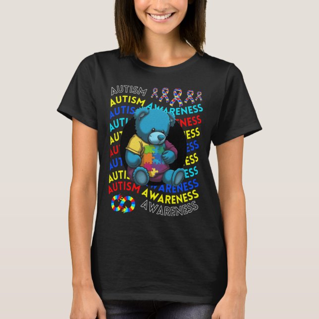 Camiseta Autism Awareness Teddy Bear For Teacher Autism Mom (Anverso)