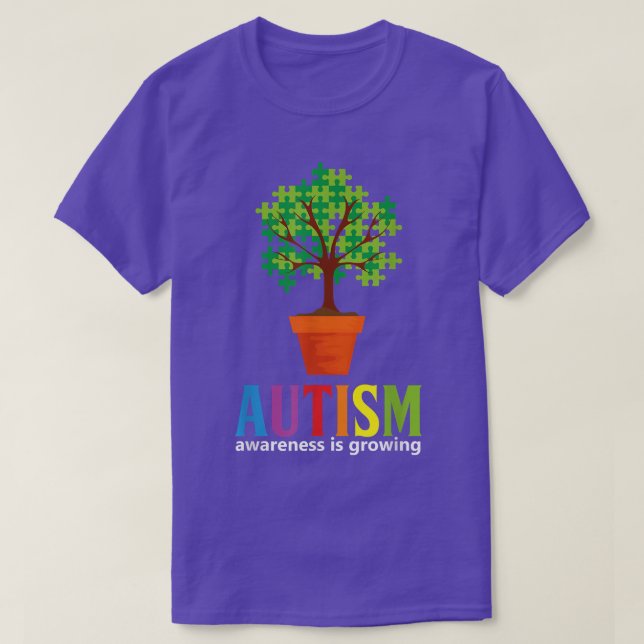 Camiseta Autism Awareness Tree Autistic Puzzle Ribbon (Diseño del anverso)