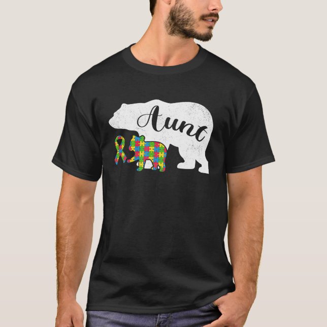 Camiseta Autism Bear Aunt  Women's Autism Awareness Aunties (Anverso)