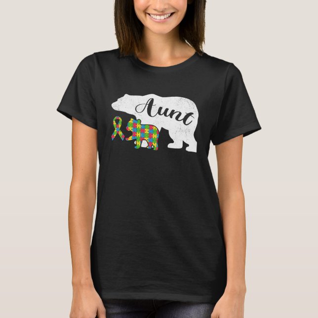 Camiseta Autism Bear Aunt  Women's Autism Awareness Aunties (Anverso)