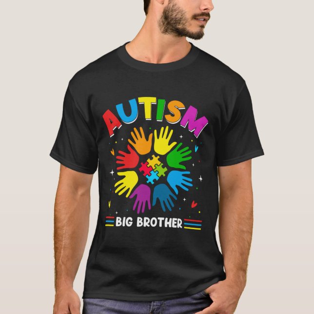 Camiseta Autism Big Brother Love Autism Awareness Family Ma (Anverso)