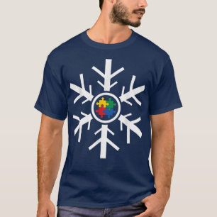 Camiseta Autism Christmas Snowflake Puzzle Pieces ASD Aware