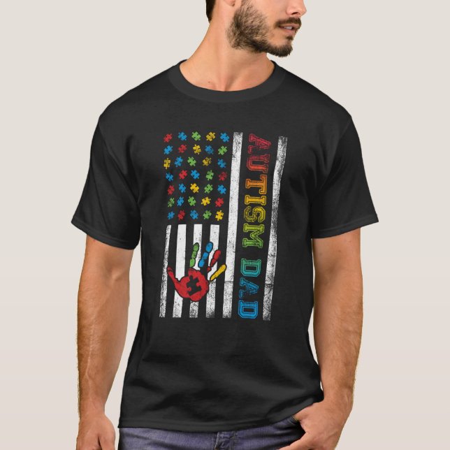 Camiseta Autism Dad American Flag Autism Awareness (Anverso)