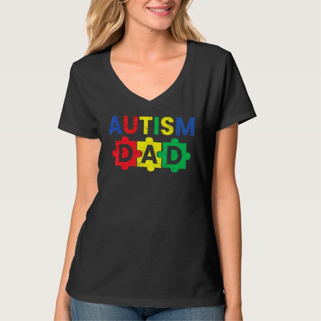 Camiseta Autism Dad Fathering Autism Support Awareness Mont (Anverso)
