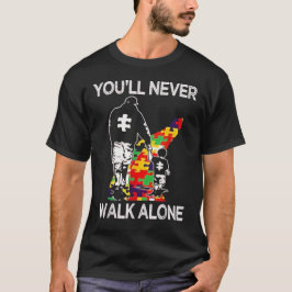 Camiseta Autism Dad Support Alone Puzzle You'll Never Walk