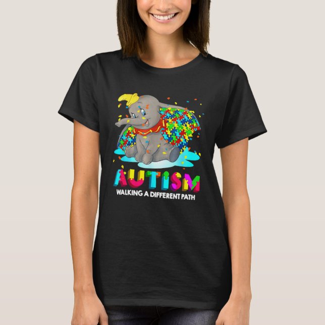 Camiseta Autism Elephant Dumbo Walking A Different Path Aut (Anverso)