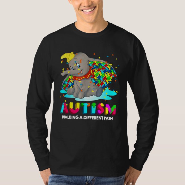 Camiseta Autism Elephant Dumbo Walking A Different Path Aut (Anverso)