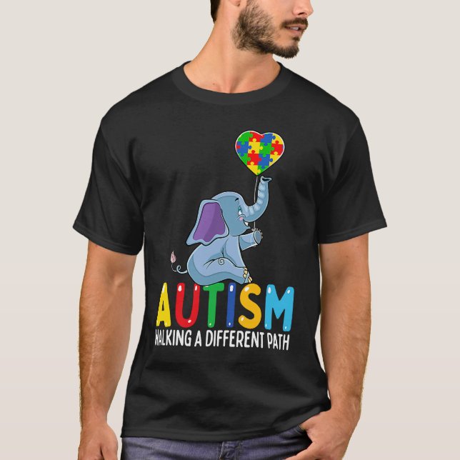 Camiseta Autism Elephant Walking A Different Path For Kids (Anverso)